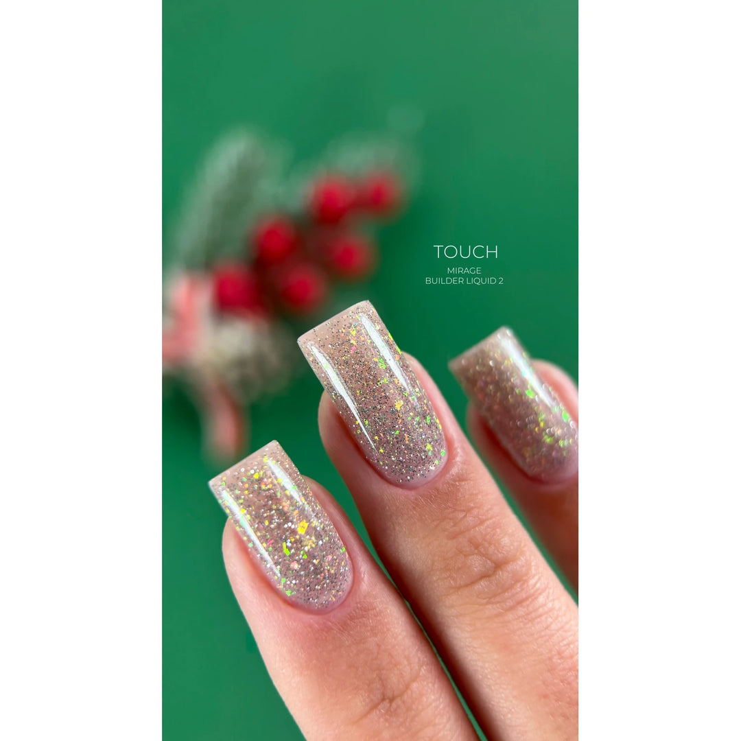 TOUCH Tekutý stavební gel MIRAGE 2, 15 ml, s třpytkama