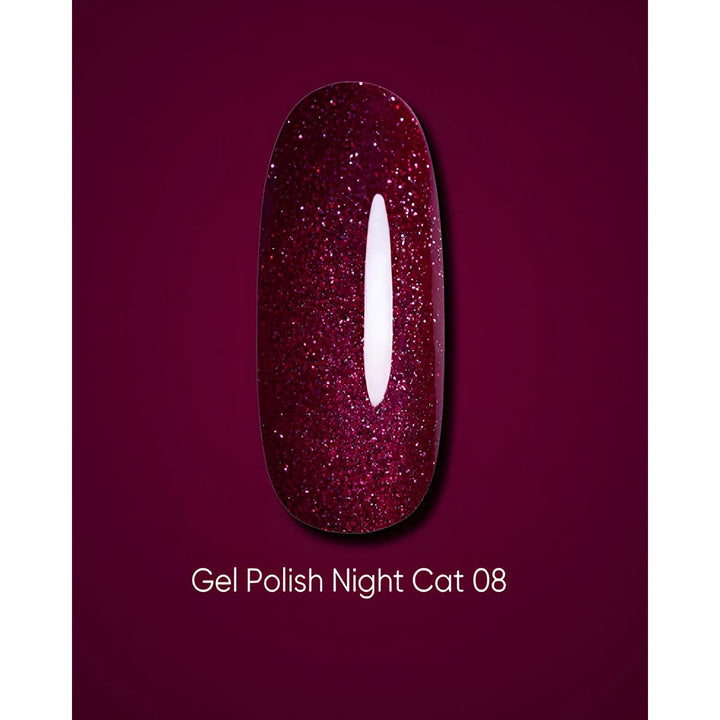 Dark Gel lak Night Cat 08, 6 ml, červený