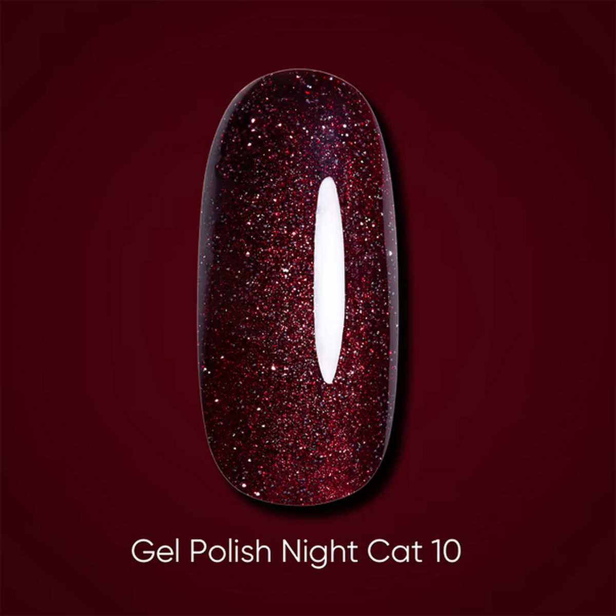 DARK Gel lak Night Cat 10, 6 ml, červený