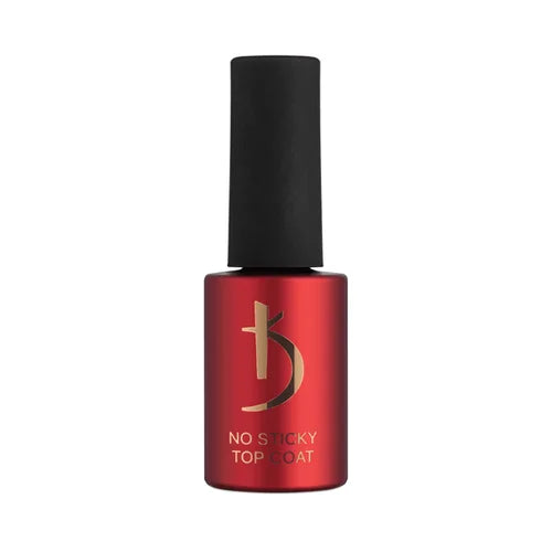 Red nail polish bottle with black cap on a white background