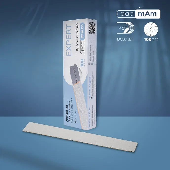 Jednorázové bílé pilníky papmAm Staleks EXPERT 22, 100 grit (50 ks) – DFCE-22-100w