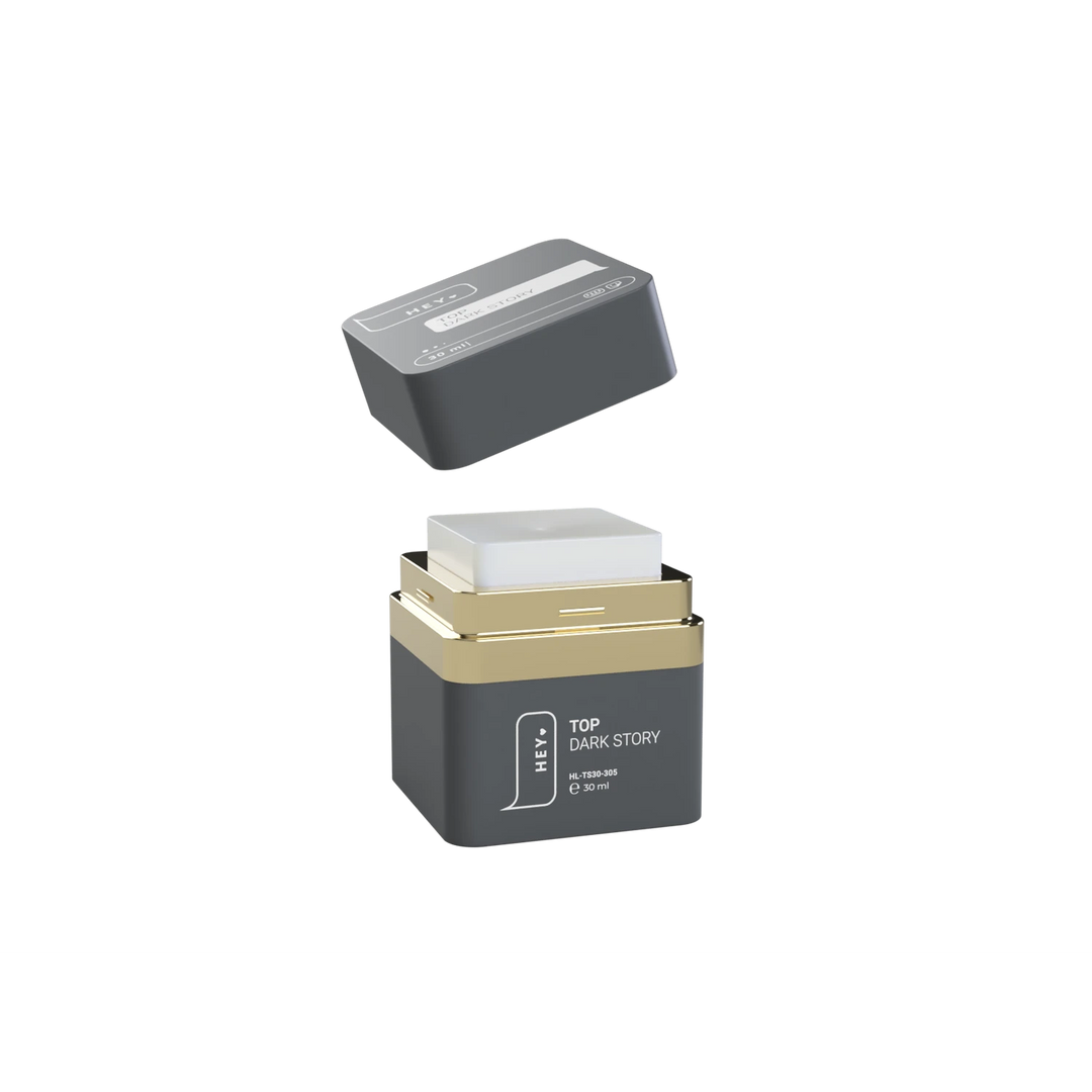 HEYLOVE Top Coat “Dark Story”, 30 ml, lesklý top bez UV filtrů, bez výpotku